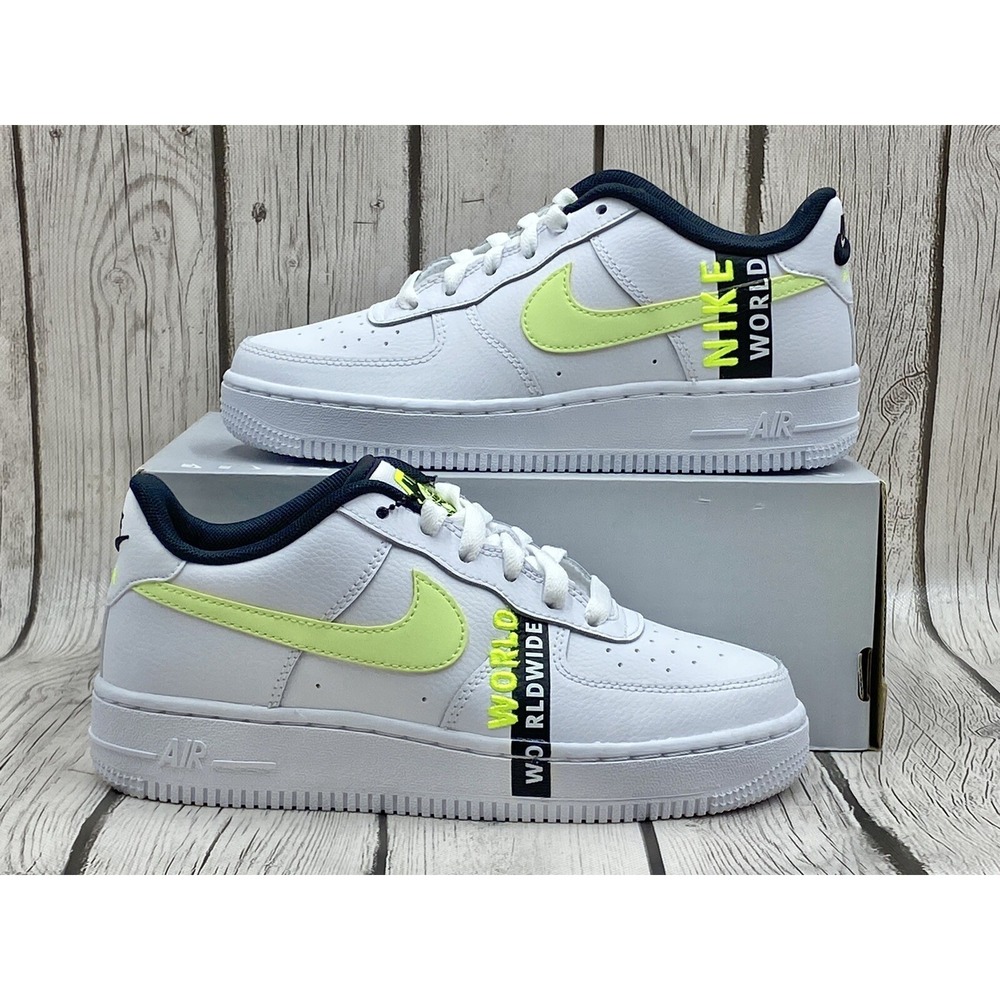 Nike Air Force 1 LV8 GS Worldwide Pack White Barely Volt Size 4Y CN8536‑100